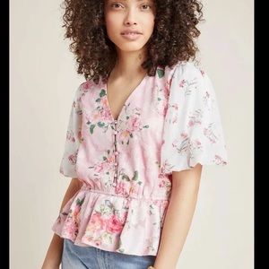 Anthropologie Hermant and Nandita Rose Garden Blouse